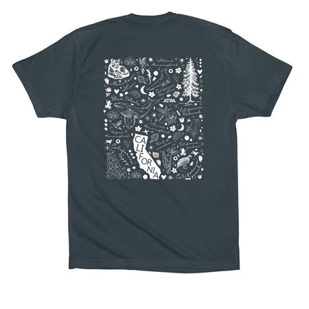 SoCal Flora + Fauna, a Dark Grey Premium Cotton Tee (back-view)