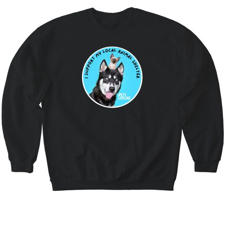 Pets Lifeline Supporter, a Black Softstyle Crewneck Sweatshirt