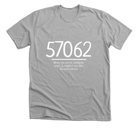 One person, a Athletic Heather Premium Unisex Tee
