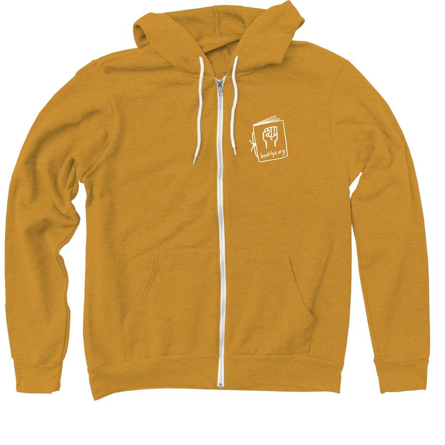 Bookmaking for the People, a Heather Mustard Zip Up Hoodie