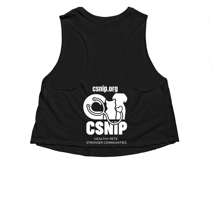 CSNIP Tank, a Solid Black Blend Women?s Cropped Racerback Tank (back-view)