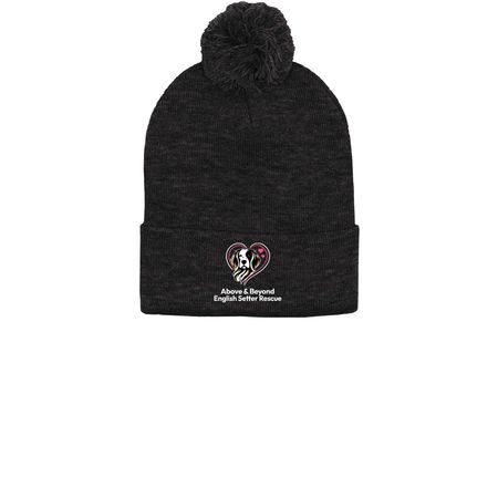 Beanie Bonanza, a Heather Charcoal Printed Pom-Pom Beanie