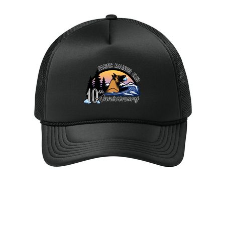 PMC 10 Year, a Deep Black Printed Foam Trucker Hat