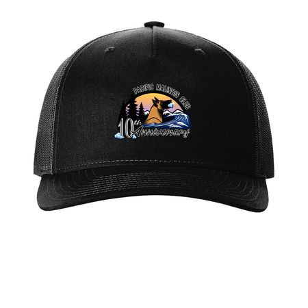 PMC 10 Year, a Black Printed Five-Panel Trucker Cap