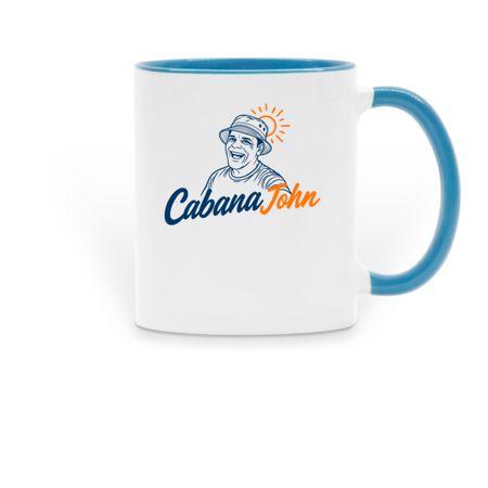 Get your CJ Mugs!, a Light Blue Two-Tone Ceramic Mug