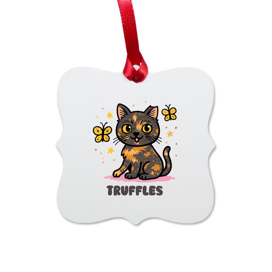 Ornaments by @trufflesthetortie, a White Aluminum Square Ornament