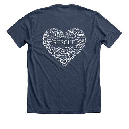 LOVE Rescue, a Heather Navy Premium Unisex Tee (back-view)