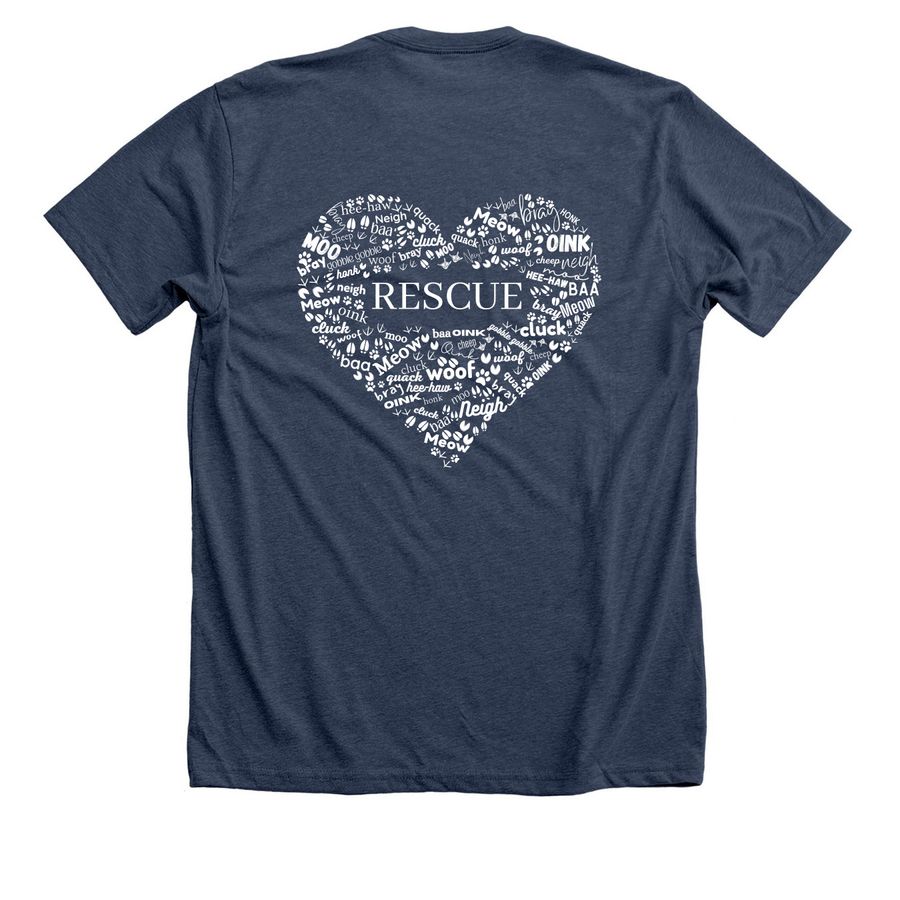 LOVE Rescue, a Heather Navy Premium Unisex Tee (back-view)