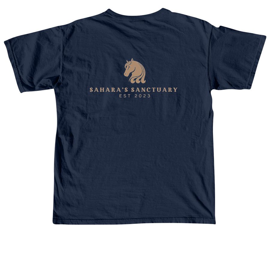 Sahara's Sanctuary Official Merch, a True Navy Comfort Colors Unisex Tee (back-view)