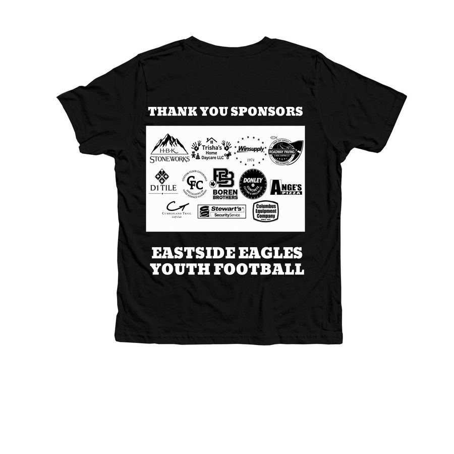 EASTSIDE EAGLES THEY HAVE OUR BACK&nbsp;, a Solid Black Blend Premium Youth Tee (back-view)