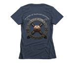 Sutherland 90th - Back Print Tops, a Midnight Navy Women's Slim Fit Tee (back-view)