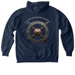 Sutherland 90th - Back Print Tops, a True Navy Comfort Colors Pullover Hoodie (back-view)