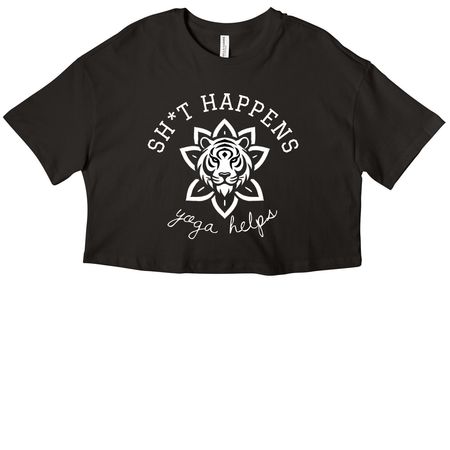 Sh*t Happens (yoga helps), a Black Women?s Cropped Cotton Tee