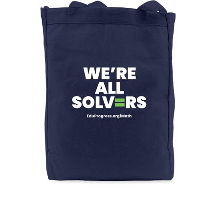 We're All Solvers Tote Bag, a Navy Premium Tote Bag (back-view)