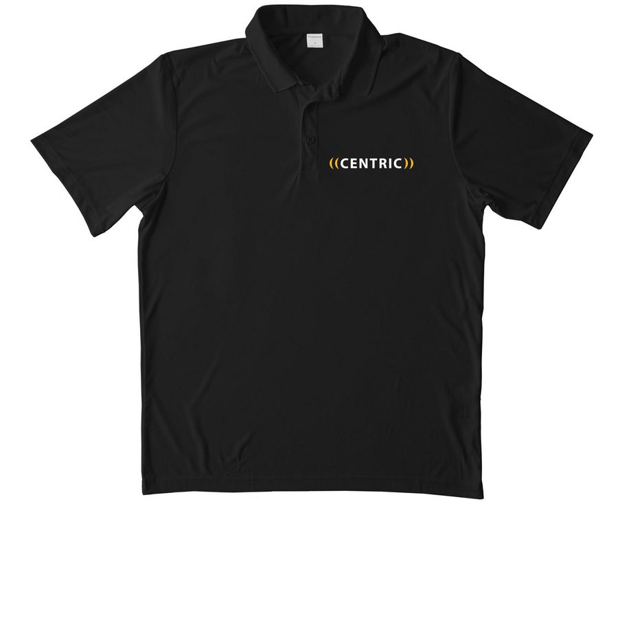 Centric Golf Shirts, a Black Unisex Performance Polo