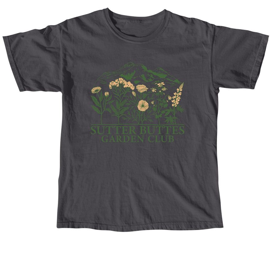 Sutter Buttes Garden Club, a Graphite Comfort Colors Unisex Tee