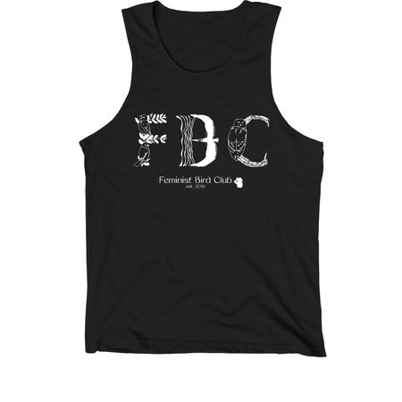 Feminist Bird Club Logo (White), a Black Premium Cotton Tank