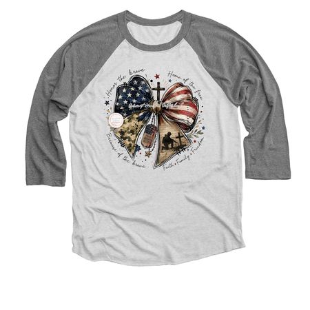 SHS Faith ? Family ? Freedom Collection, a Premium Heather and Heather White 3/4 Sleeve Baseball Tee