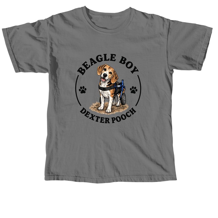 Beagle Boy Dexter Pooch, a Grey Comfort Colors Unisex Tee