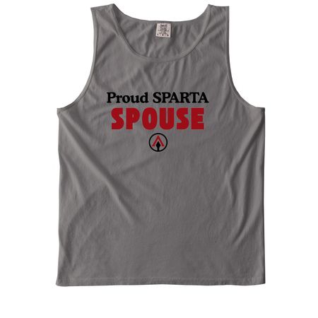 Proud SPARTA Spouse, a Grey Comfort Colors Tank Top