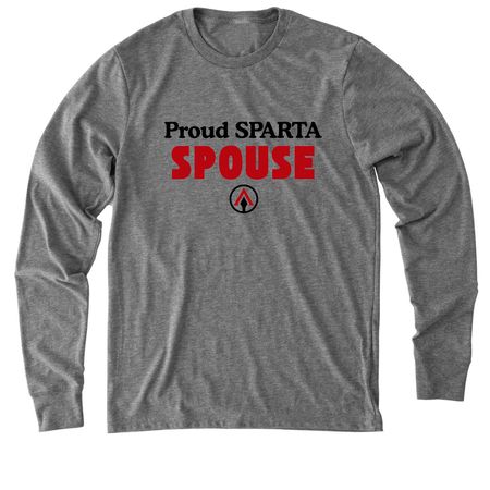 Proud SPARTA Spouse, a Aluminum Grey Allmade Eco Triblend Long Sleeve Tee
