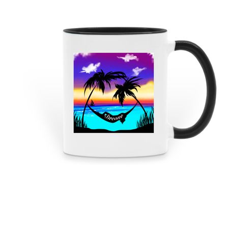 Dreams, a Black Two-Tone Ceramic Mug