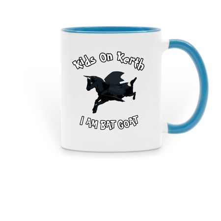 Kids On Kerth I Am Bat Goat Mug, a Light Blue Two-Tone Ceramic Mug