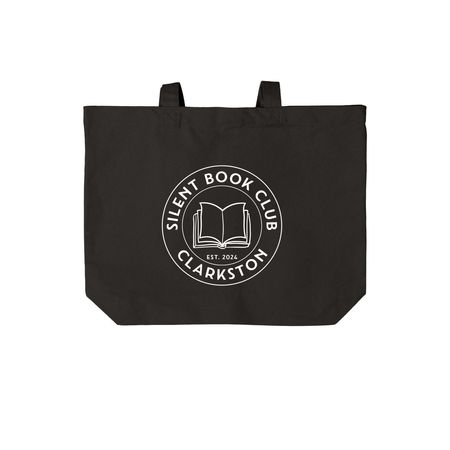Silent Book Club Clarkston Totes, a Deep Black Cotton Canvas Tote Bag