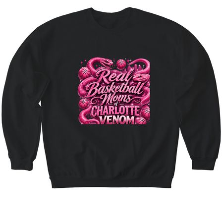 Real Basketball Moms, a Black Softstyle Crewneck Sweatshirt