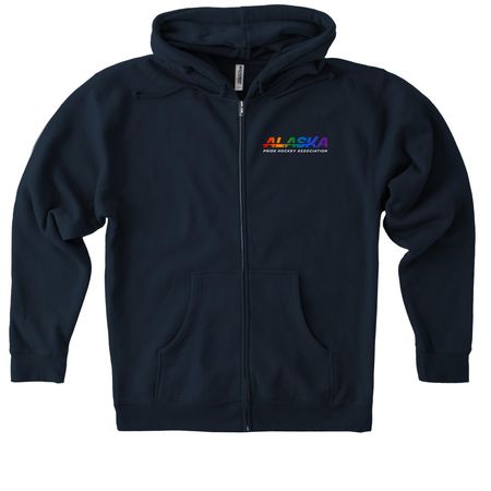 Alaska Pride Hockey, a Navy Heavyweight Zip Up Hoodie