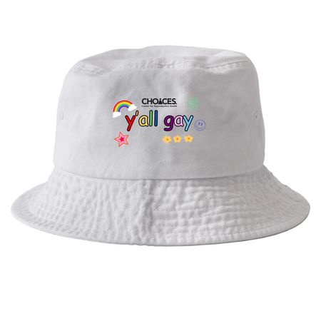 y'all gay, a White Printed Bucket Hat