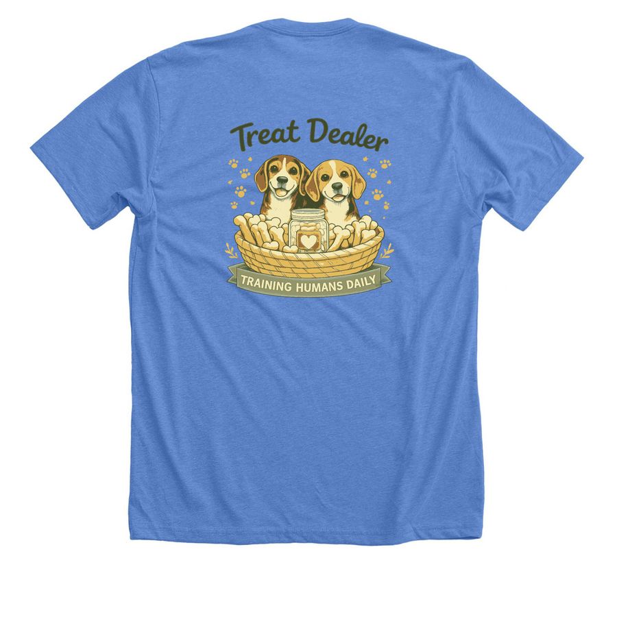Treat Dealer, a Heather Columbia Blue Premium Unisex Tee (back-view)