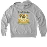 Treat Dealer, a Granite Grey Heather Allmade Organic French Terry Zip Up Hoodie (back-view)