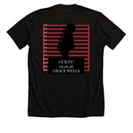 GUILTY!!!!!, a Solid Black Blend Premium Unisex Tee (back-view)