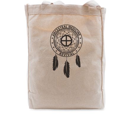 Defend the Sacred Tote, a Natural Recycled Cotton Tote Bag (back-view)