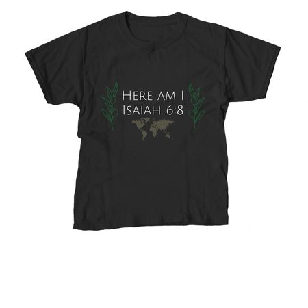 HERE AM I, a Black Youth Unisex Tee
