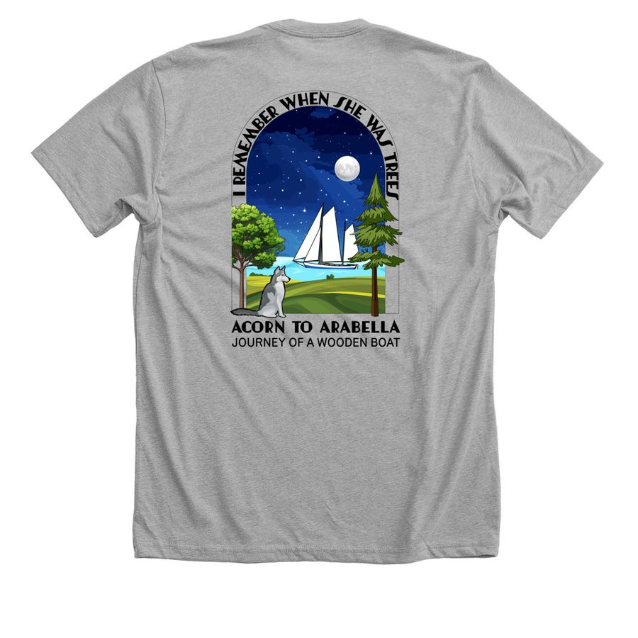 I Remember When She Was Trees, a Athletic Heather Premium Unisex Tee (back-view)