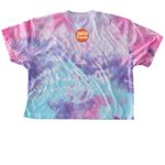 Riz Planet Collection, a Cotton Candy Women's Tie Dye Cropped Tee (back-view)
