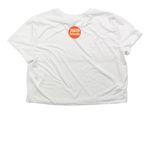 Riz Planet Collection, a White Women?s Flowy Cropped Tee (back-view)