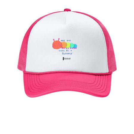 Be the Butterfly Hat, a White/ Neon Pink Printed Foam Trucker Hat