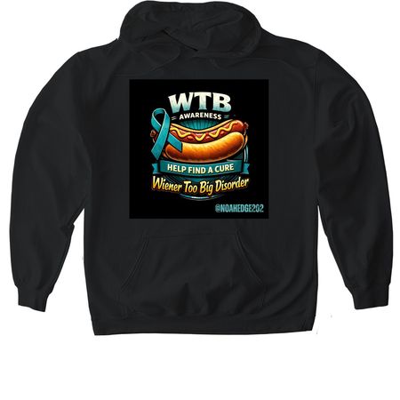 WTB awareness t shirt (wiener too big), a Black Gildan Softstyle Pullover Hoodie
