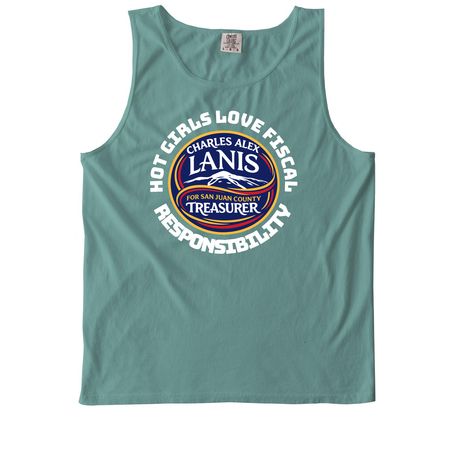 Hot Girls Love Fiscal Responsibility, a Seafoam Comfort Colors Tank Top