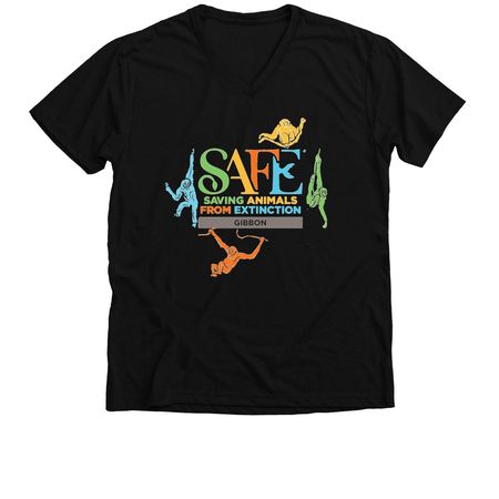 SAFE GIBBON - Logo, a Solid Black Blend Premium V-Neck Tee