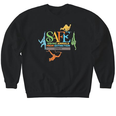 SAFE GIBBON - Logo, a Black Softstyle Crewneck Sweatshirt