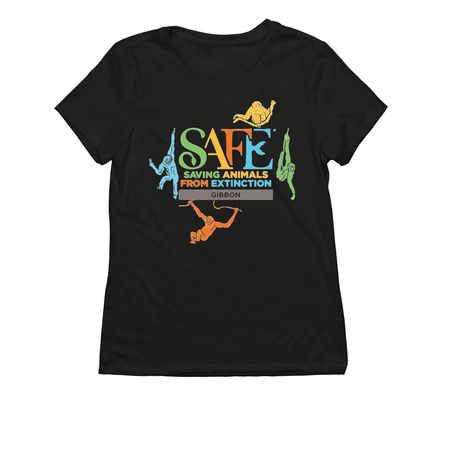 SAFE GIBBON - Logo, a Deep Black Allmade Eco Triblend Women?s Tee