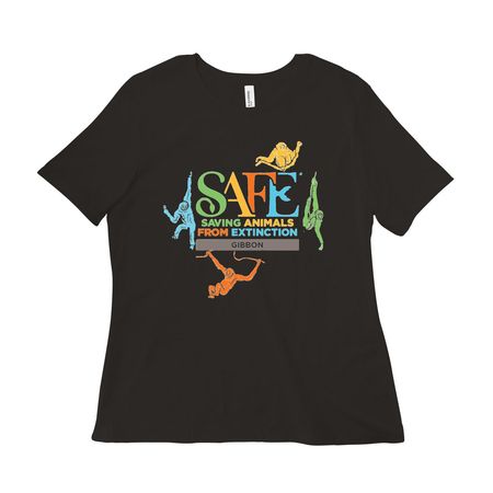 SAFE GIBBON - Logo, a Black Women?s Relaxed Cotton Tee