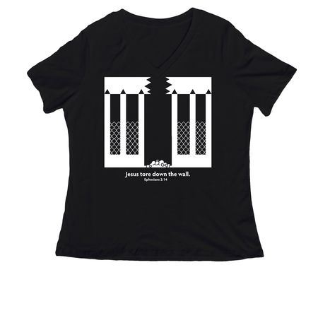 Jesus Not Walls, a Black Women's Relaxed V-Neck Tee
