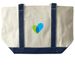 Joyful Heart Summer Tote Bag, a Natural/Navy Large Two-Tone Canvas Tote Bag