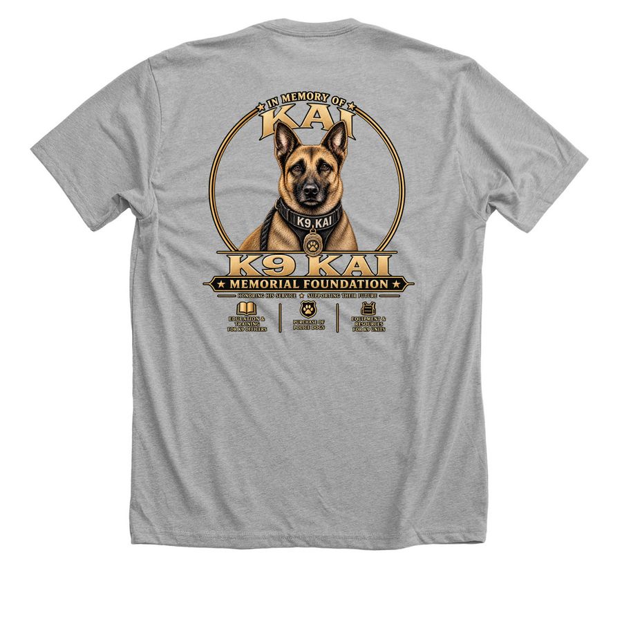 K9 Kai - Gold, a Athletic Heather Premium Unisex Tee (back-view)