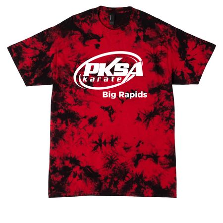 2026 PKSA Karate Shirts & Tops, a Black/ Red Crystal Tie Dye Tee